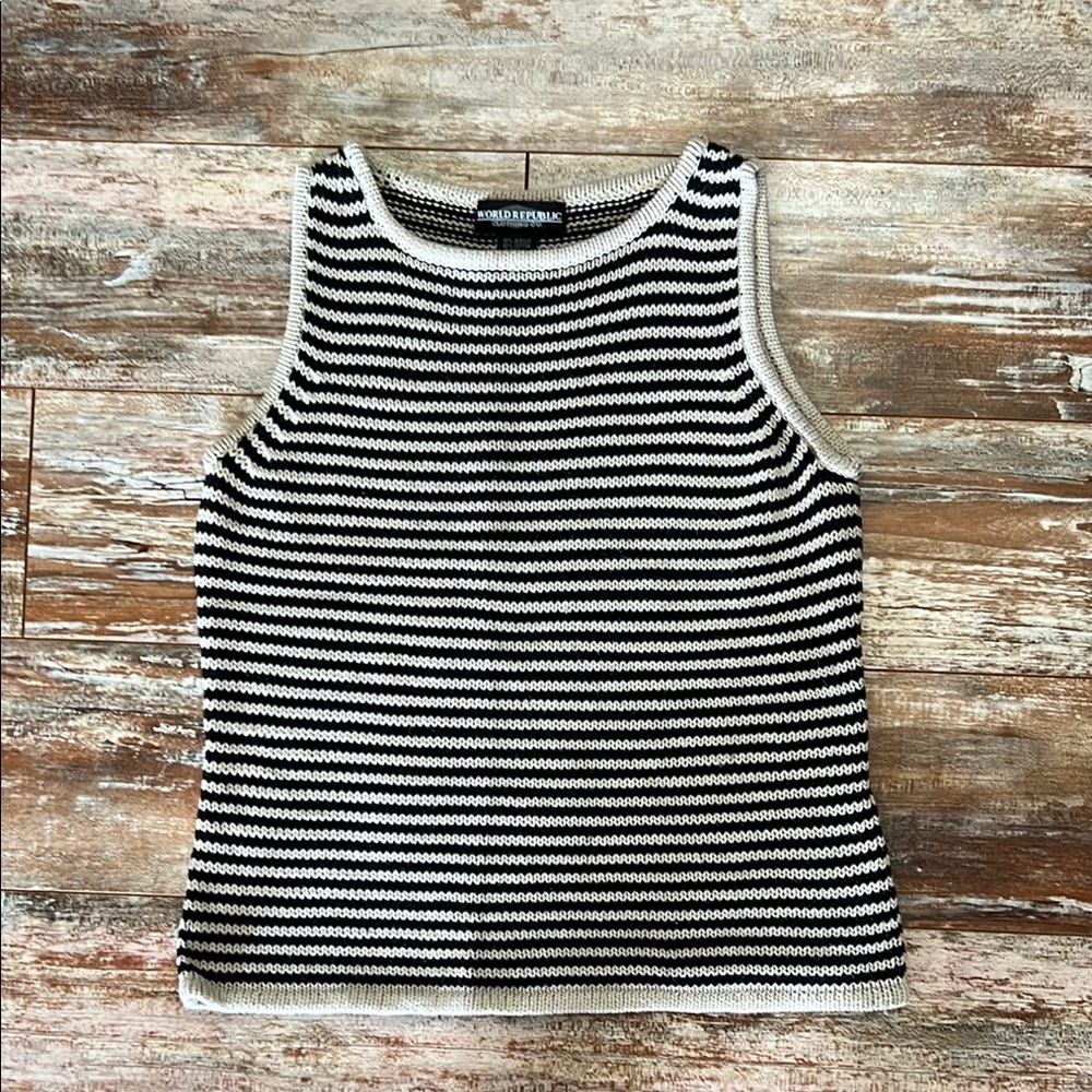 Black and White Striped Knit Tank Top